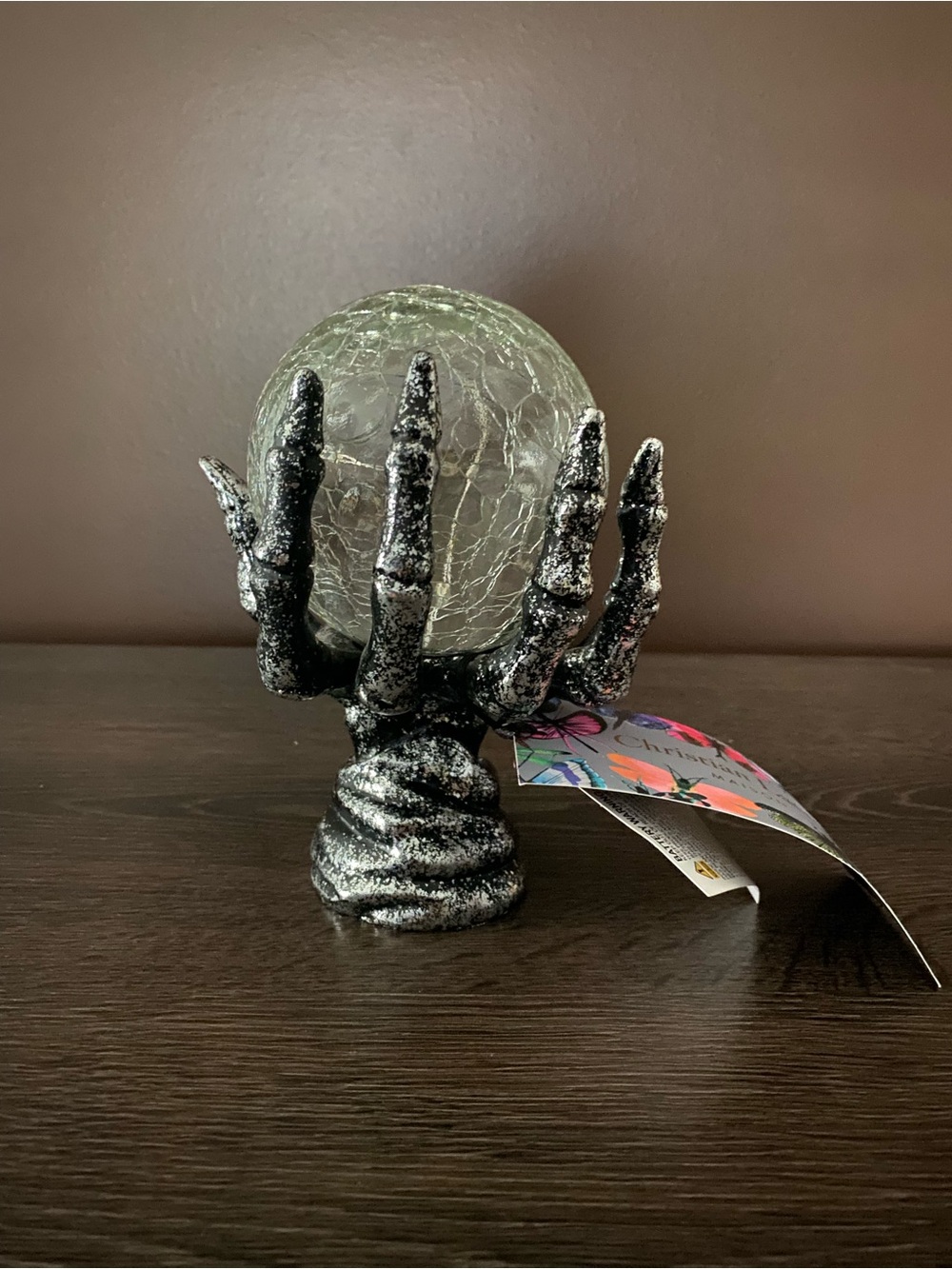 Christian Lacroix Skeleton Hand Crystal Ball Decorative Accent